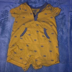 0-3 month yellow and grey onesie
